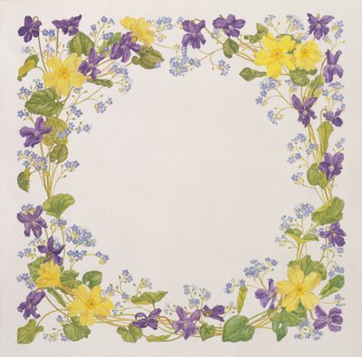 Primrose and Violet Square by Linda Benton